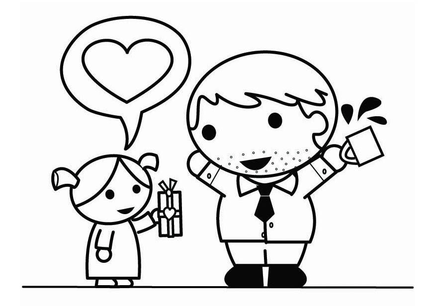 Disegno da colorare festa del papA  con figlia